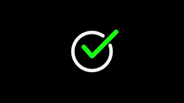 Green Check Mark Inside White Circle on Black Background