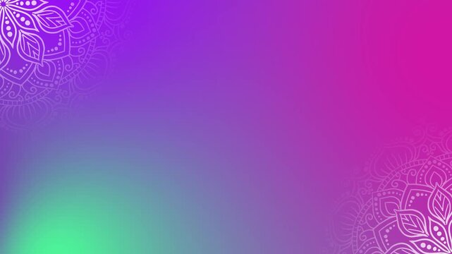 Islamic ornament background video with arabic style and mandala flower circle animation, abstract purple background with swirls