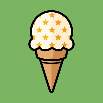 Colorful Ice Cream Cone Dessert Treat.