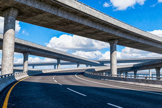 Multi-level Highway Interchange with Concrete Structure