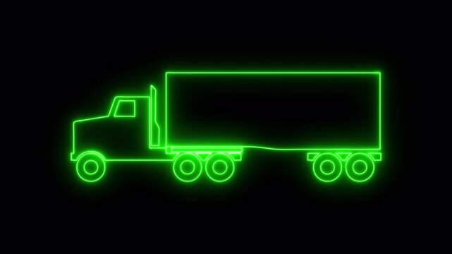 Truck neon icon 4K video animation