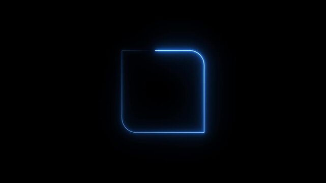 Blue Neon Rounded Square Frame on Black Background