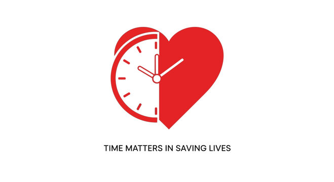 Heart Clock Symbol Time Matters Saving Lives.
