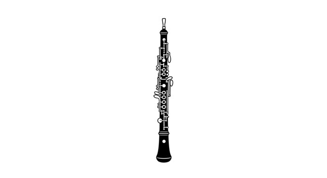 Black and white oboe instrument isolated on white background