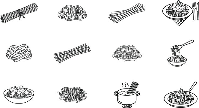 Variety of pasta types a sketchy illustration of italian cuisine and culinary delights