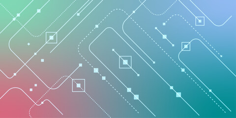 Obraz premium Vector digital technology white background. Concept with technology black line. Vector abstract technology background. Modern technology connection lines with circuit diagram and electronic component 