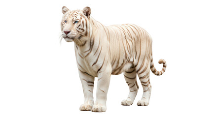 Obraz premium White tiger walking wild big cat PNG transparent background isolated clipart