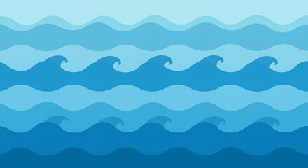 Fototapeta premium Seamless pattern of blue ocean waves