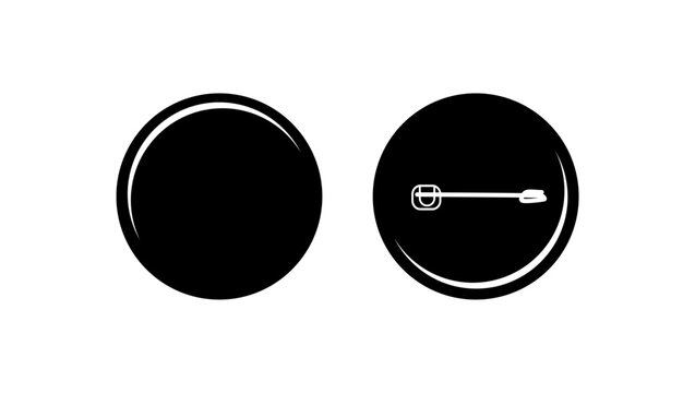 Pin badge, black isolated silhouette