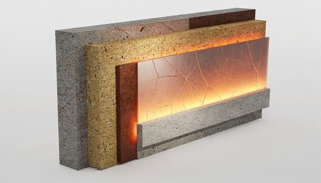 Shot of a mediumrange furnace wall crosssection where the cooled selfhealing refractory material reveals a smooth restored inner surface with faint crack traces.