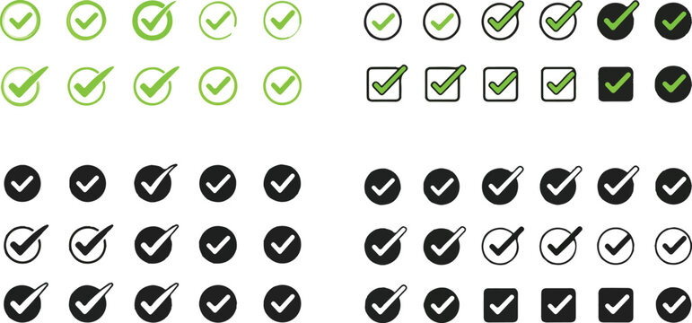 Checkmarks and checkboxes.