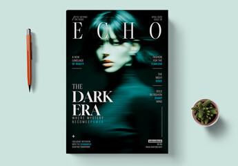 Dark Editorial Fashion Magazine Cover Template