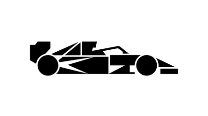 Fototapeta premium Black formula one race car silhouette on white background vector illustration