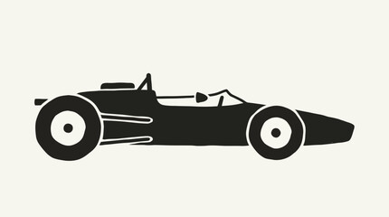 Fototapeta premium Black silhouette of a classic race car against a neutral background vector illustration