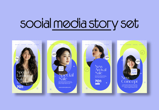 Social Media Story Template Modern Fashion Sale Story Set