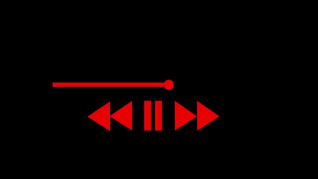 
Audio or video player interface icon animation of media app . Digital player monochrome progress bar for video or audio and black background. 