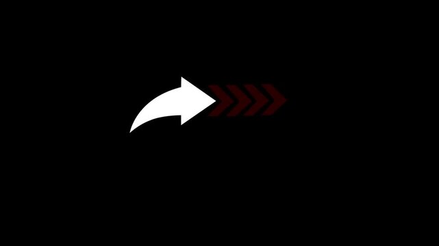 Share button animation button on arrow icon and black background 4k motion video animation.