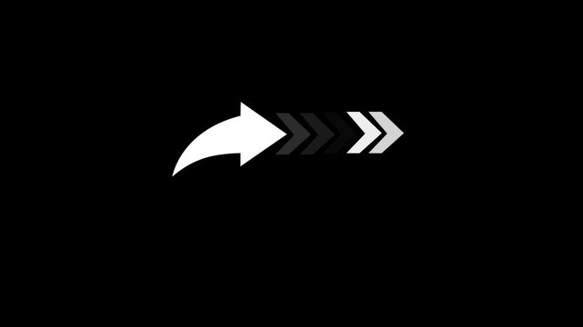Share button animation button on arrow icon and black background 4k motion video animation.