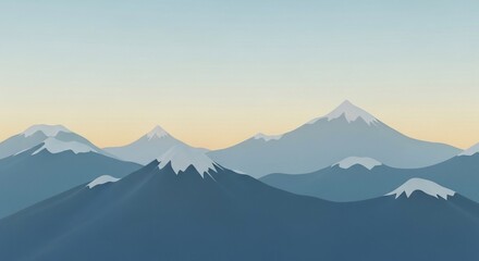 Fototapeta premium Snowy mountain range landscape at sunrise