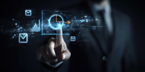 Fototapeta premium See how a hologram arrow targets a phishing risk to aid the organisation in effective time management plans.