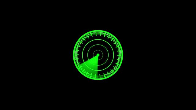  Radar screen scanning for targets with concentric circles and directional sweep. Radar screen scan signal navigation system. Futuristic digital interface technology tracking ... 