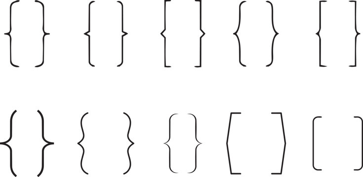 Set of Curly Brackets: A minimalist collection of curly brackets, each meticulously crafted in various styles.png