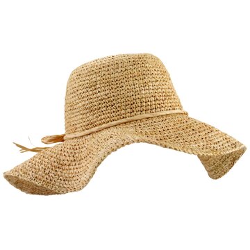 Woven raffia straw sun hat protecting from summer