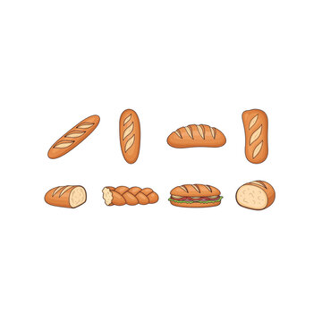 Variety of bread types on display.