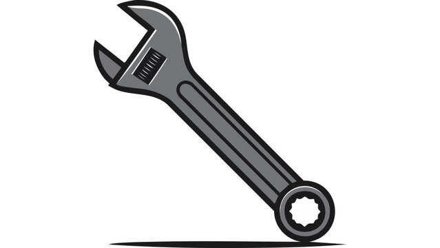 Adjustable wrench tool icon symbolizing mechanical repair engineering maintenance and industrial work vector