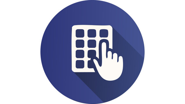 Finger pressing calculator keypad icon representing numeric input interface and digital calculation interaction vector