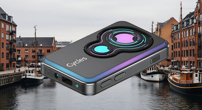 Compact portable external hard drive with RGB lighting, technology for data storage and transfer, modern gadgets for mobile computing