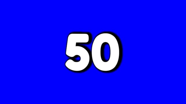 Number 50 sign symbol smoke effects animation motion graphics cartoon on blue screen background for video elements