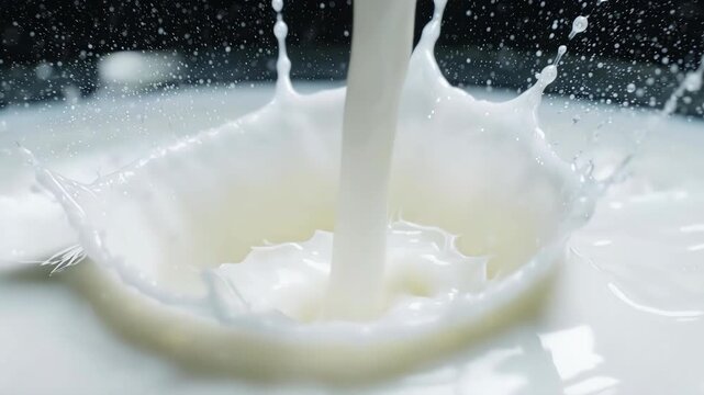 Multiple milk drops creating smooth splash pattern
