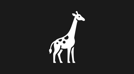 Fototapeta premium Stylized white giraffe silhouette against dark background for design concepts