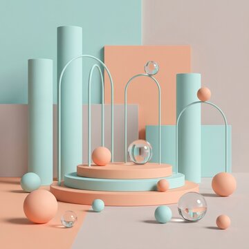 Is beautiful aur minimalist 3D art ke liye kuch behtareen titles yeh rahe:

Minimalist & Elegant
Geometric Balance

Pastel Equilibrium

Soft Symmetry

The Minimalist Stage

Artistic & Evocative
Harmon
