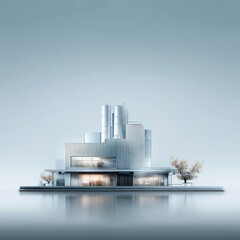 Obraz premium Futuristic building design with sleek lines and modern aesthetics.