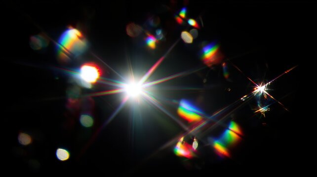光の屈折が生み出す虹色の輝き。抽象的な背景やデザイン素材に最適な光の表現