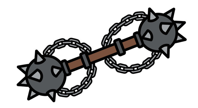 Medieval flail weapon illustration isolated on white background
