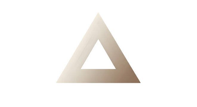 A shiny gold triangle icon with a transparent background sits alone