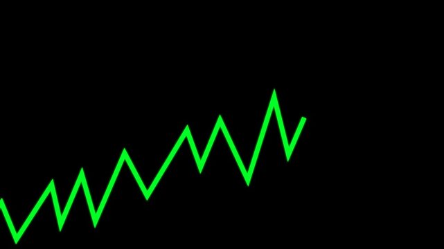 Minimal green line chart animation with clean smooth motion, modern data visualization for business, presentation, and UI design overlay, seamless loop transparent background alpha channel