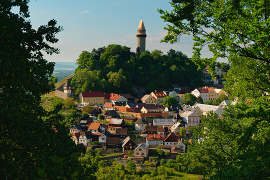 Beautiful Czech Village Scenery. Picturesque Landscape With Lush Greenery And Charming Structures