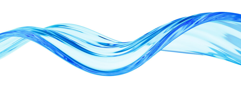 Liquid glass transparent wave ribbon. Fluid flow line curve shape - 3d illustration