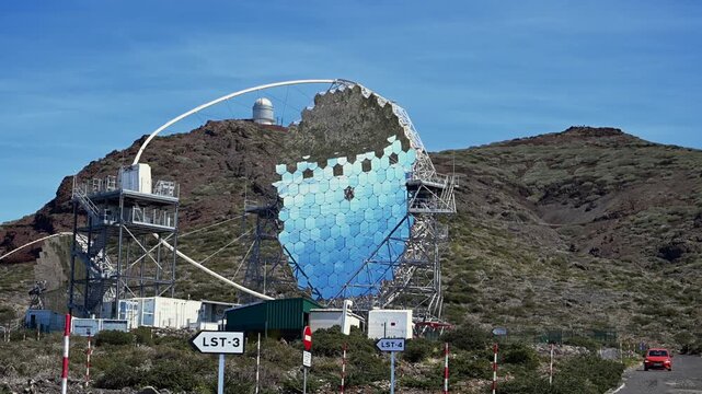 Close Up of Giant Telescope Mirrors at Roque de los Muchachos Observatory; La Palma Canary Islands Caldera de Taburiente Summit; Astronomy and Space Research Technology