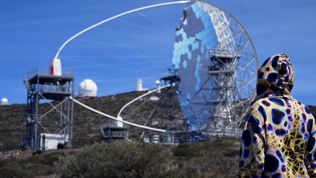 Close Up of Giant Telescope Mirrors at Roque de los Muchachos Observatory; La Palma Canary Islands Caldera de Taburiente Summit; Astronomy and Space Research Technology