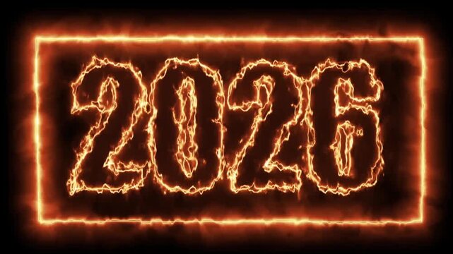 fire sign on black background. burning fire sign 2026