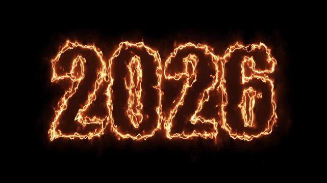fire sign on black background. burning fire sign 2026