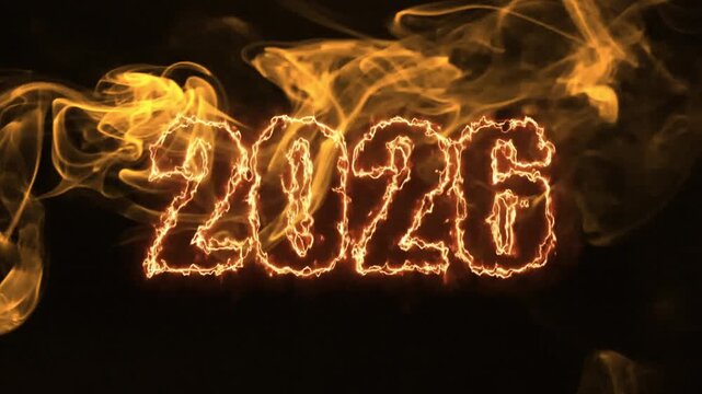 fire sign on black background. burning fire sign 2026