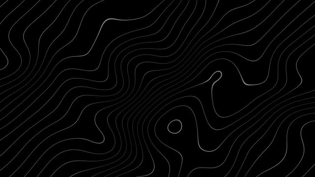 Abstract topographic lines background on black a visual representation