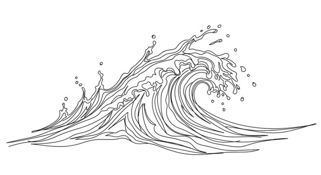Abstract illustration of a dynamic ocean wave against a white background