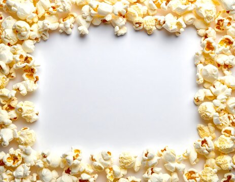Popcorn border surrounds a white rectangular center, top-down view with light and shadow